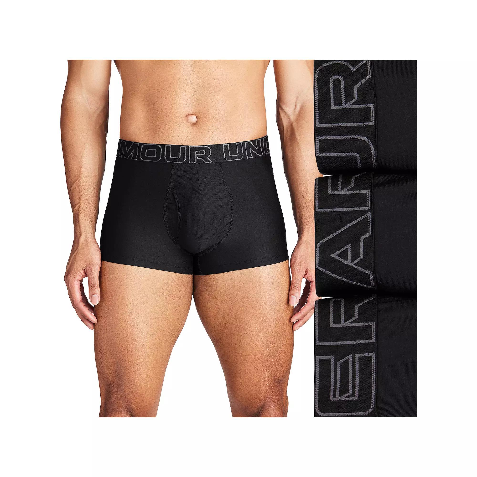 Men's Under Armour 3-pack Performance Tech 3-in. Boxer Briefs, Size: XXL, Black Product Image