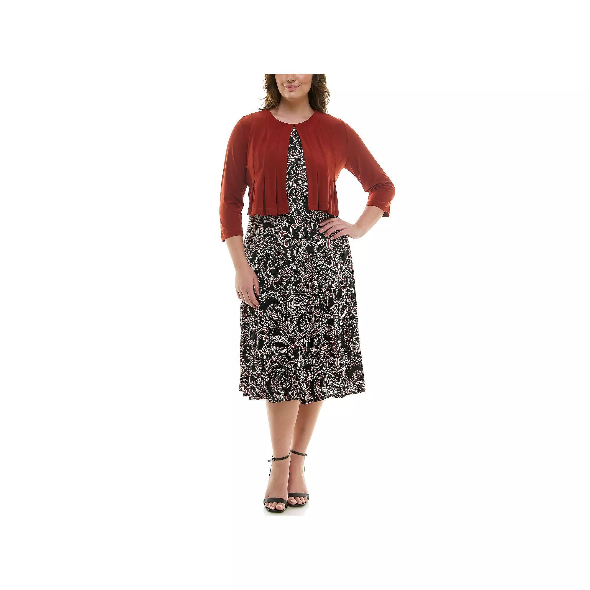 Women's Danny & Nicole 2-pc. Cardigan & Patterned Dress Set, Size: 8, Henna Product Image