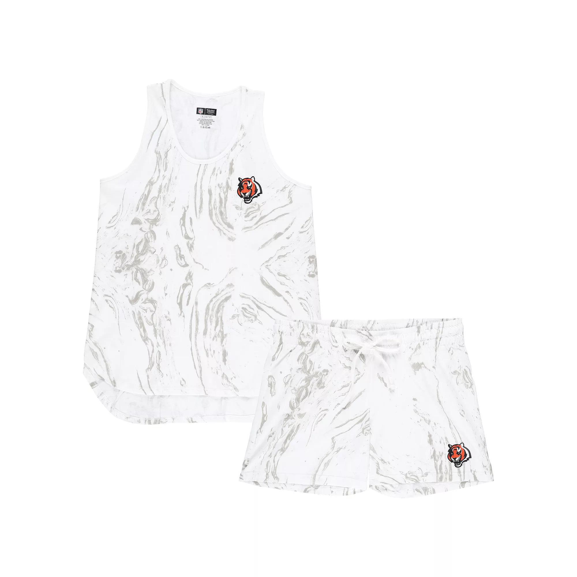 Women's Concepts Sport White Cincinnati Bengals Plus Size Quartz Tank Top & Shorts Set, Size: 2XL Product Image