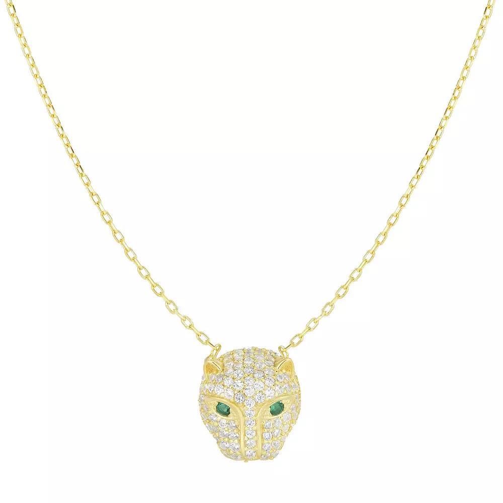 Sunkissed Sterling Cubic Zirconia Panther Pendant Necklace, Women's, Size: 18", Gold Tone Product Image