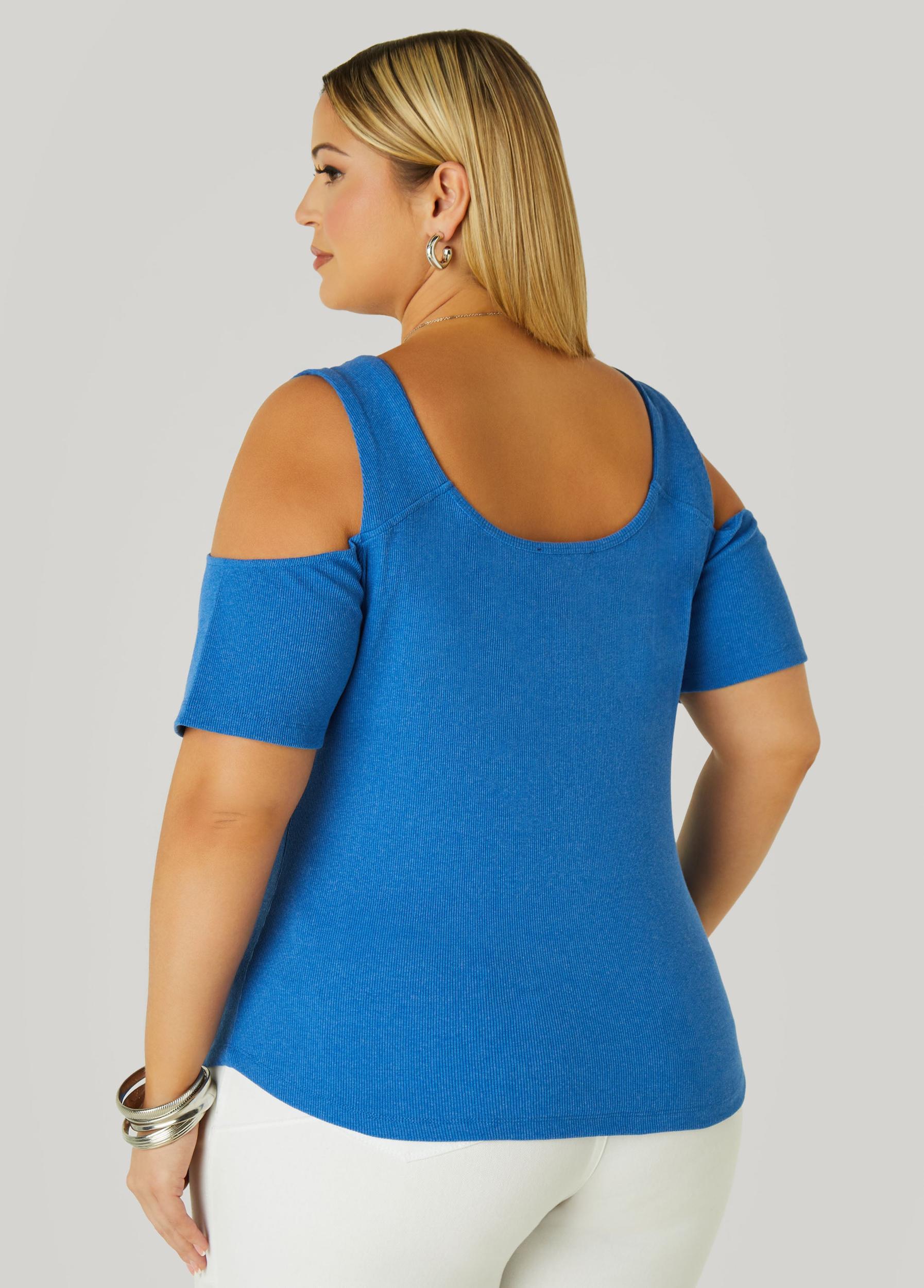 Cold Shoulder Button Detailed Top Product Image