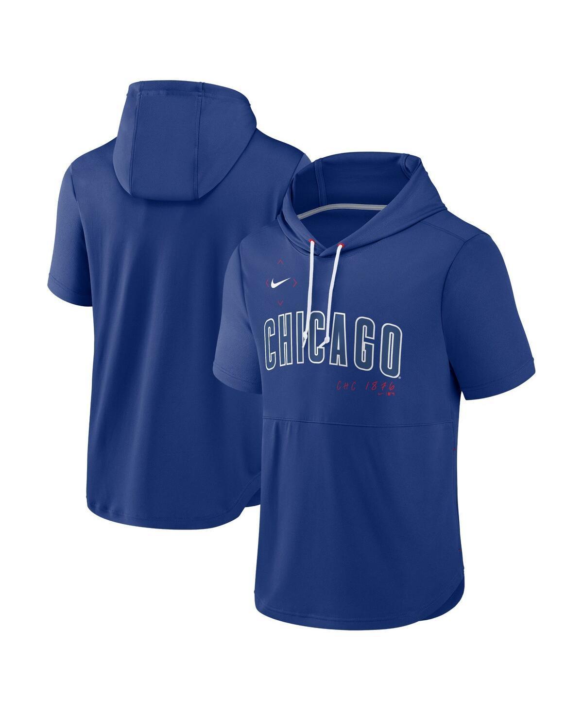 Men's Nike Royal Chicago Cubs Springer Short Sleeve Team Pullover Hoodie, Size: Large, Blue Product Image