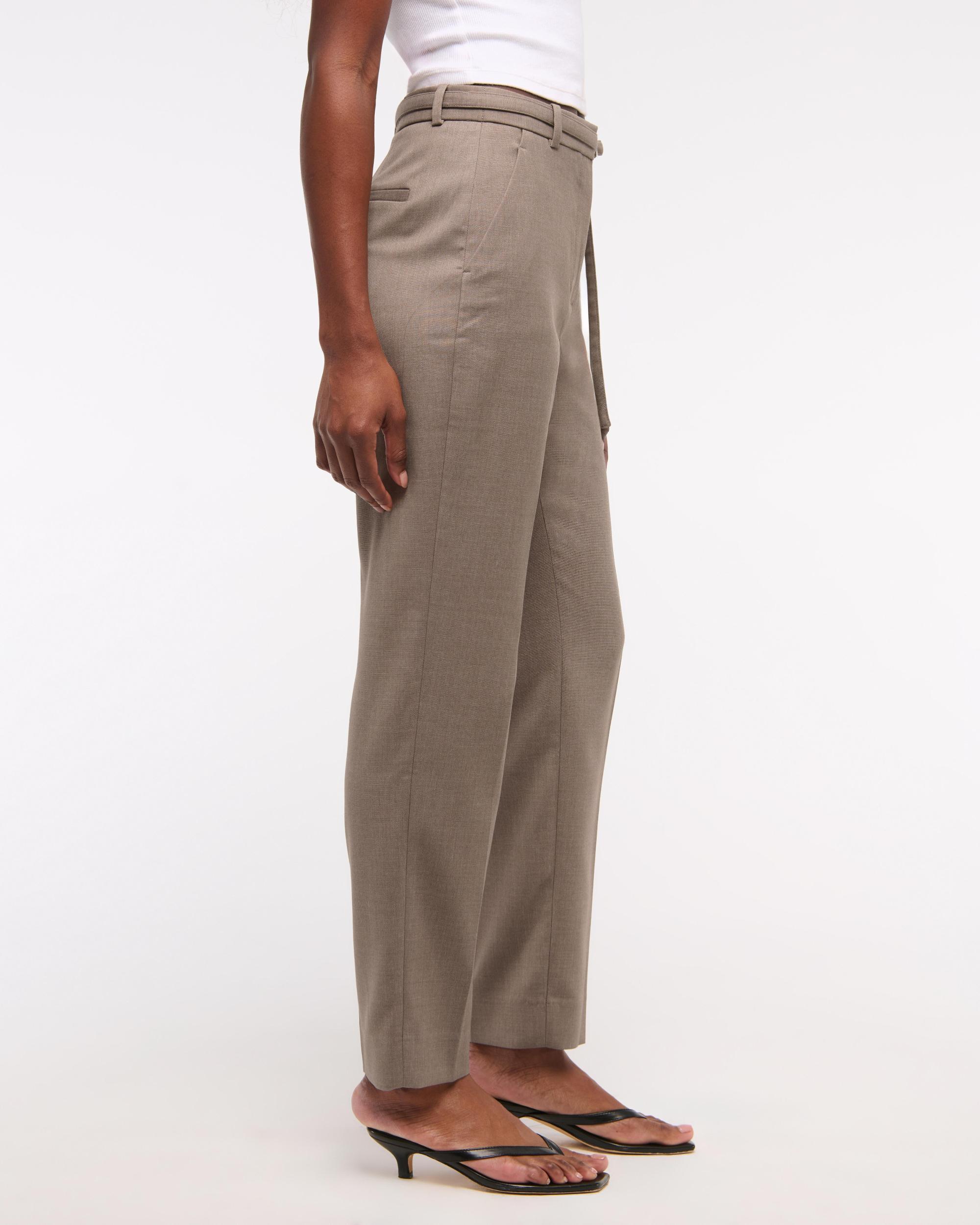 High Rise Belted Ankle Straight Pant Product Image