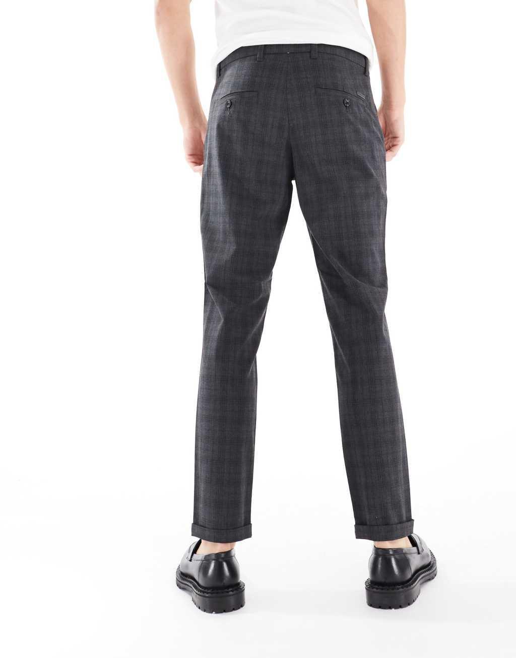 Jack & Jones plaid smart pants in dark gray Product Image