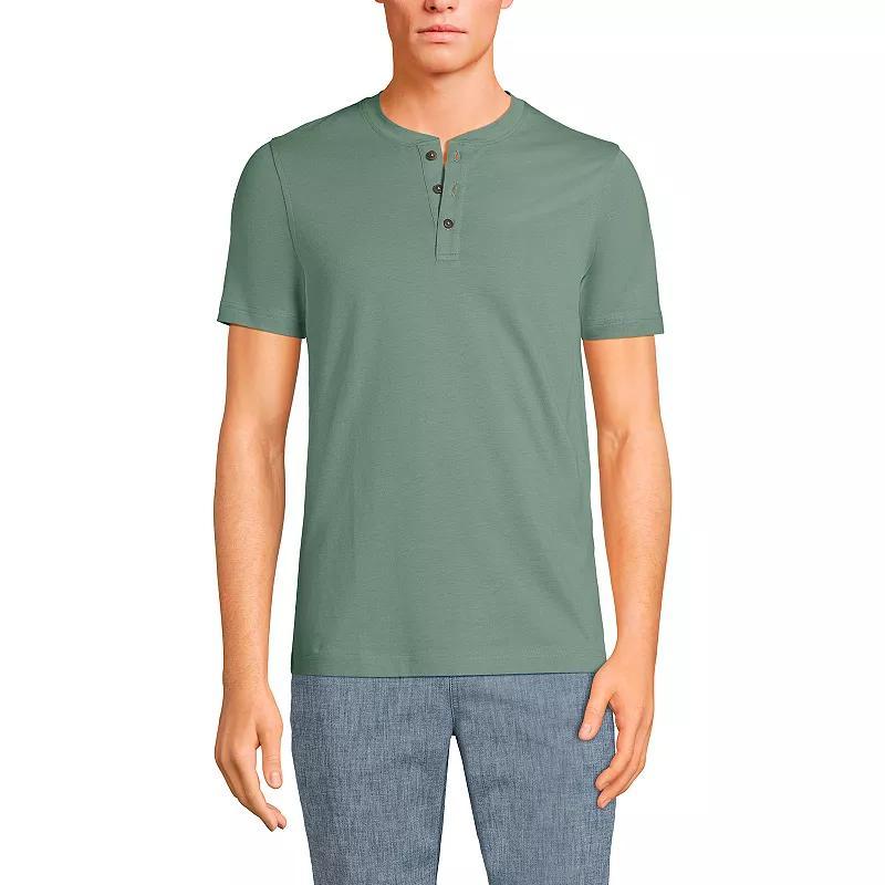 Men's Lands' End Short Sleeve Supima Jersey Henley Top, Size: XXL, Black Product Image