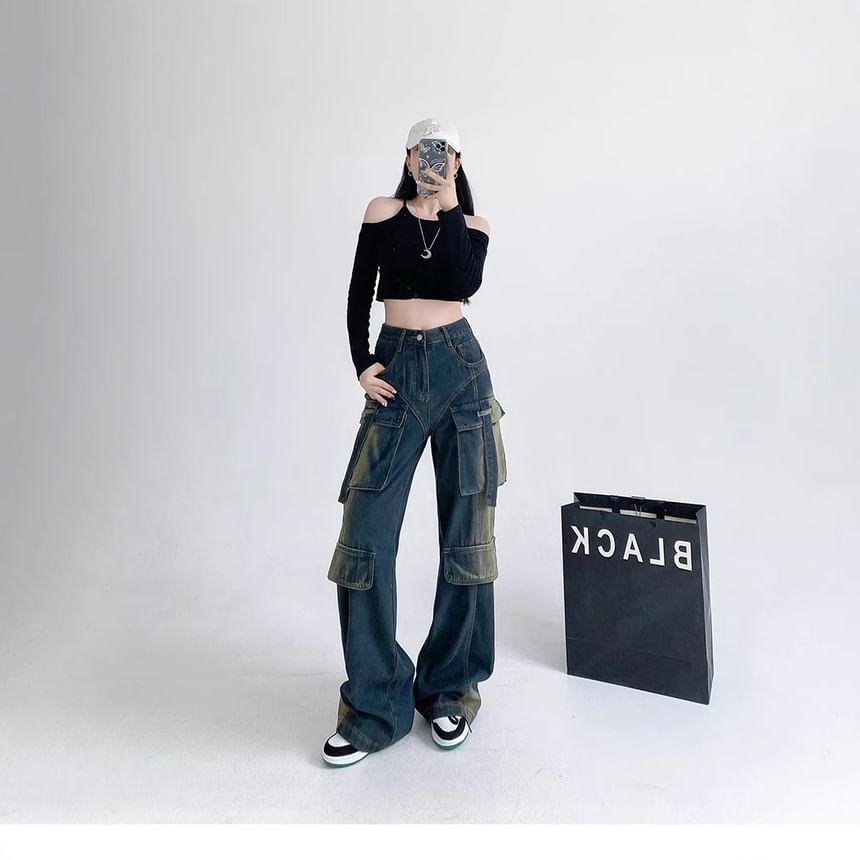 High-Waist Straight Leg Jeans Product Image