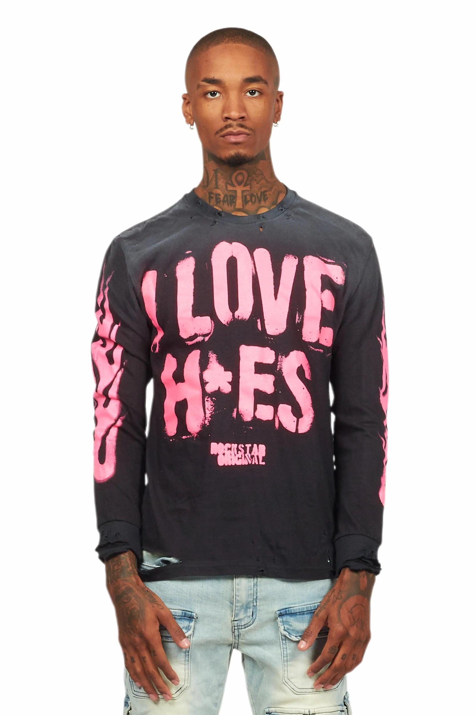 Banyan Black/Pink Long Sleeve Graphic T-Shirt Male Product Image
