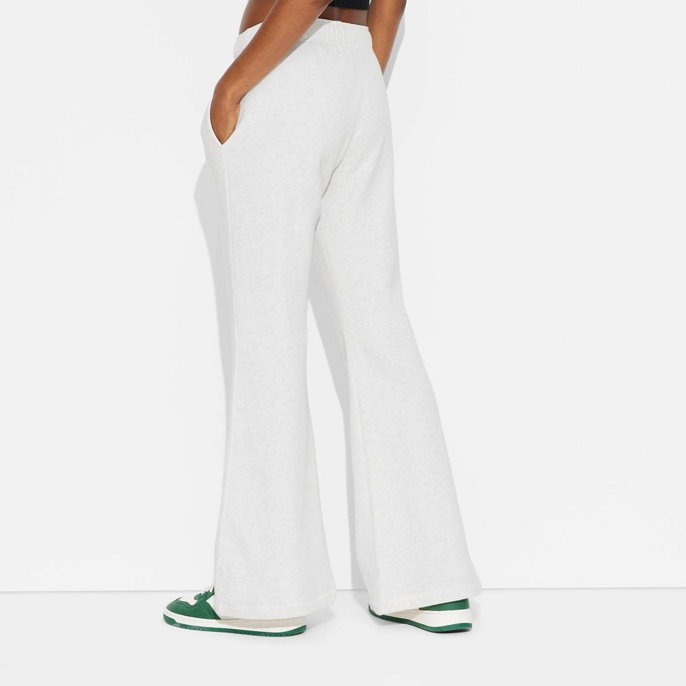 Women's High-Rise Flare Sweatpants - Wild Fable™ Heather S: Relaxed Fit, Heavyweight Fleece, Side Pocket, 31" Inseam Product Image