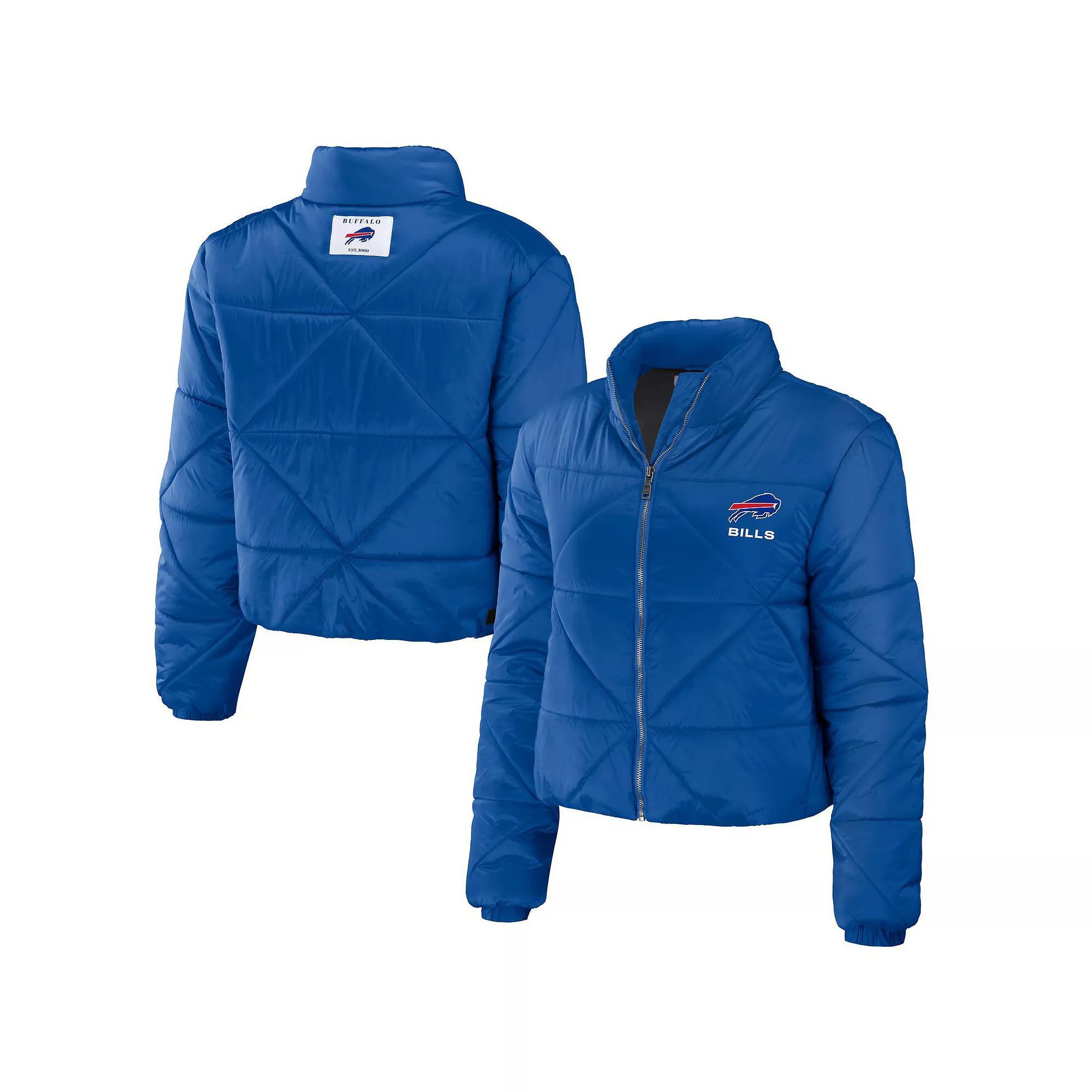 Women's WEAR by Erin Andrews  Royal Buffalo Bills Cropped Puffer Full-Zip Jacket, Size: Small, Blue Product Image