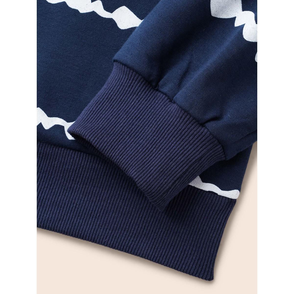Plus Size Round Neck Asymmetrical Striped Sweatshirt Women Midnight Casual Contrast Round Neck Everyday Sweatshirts BloomChic 22-24/3X Product Image