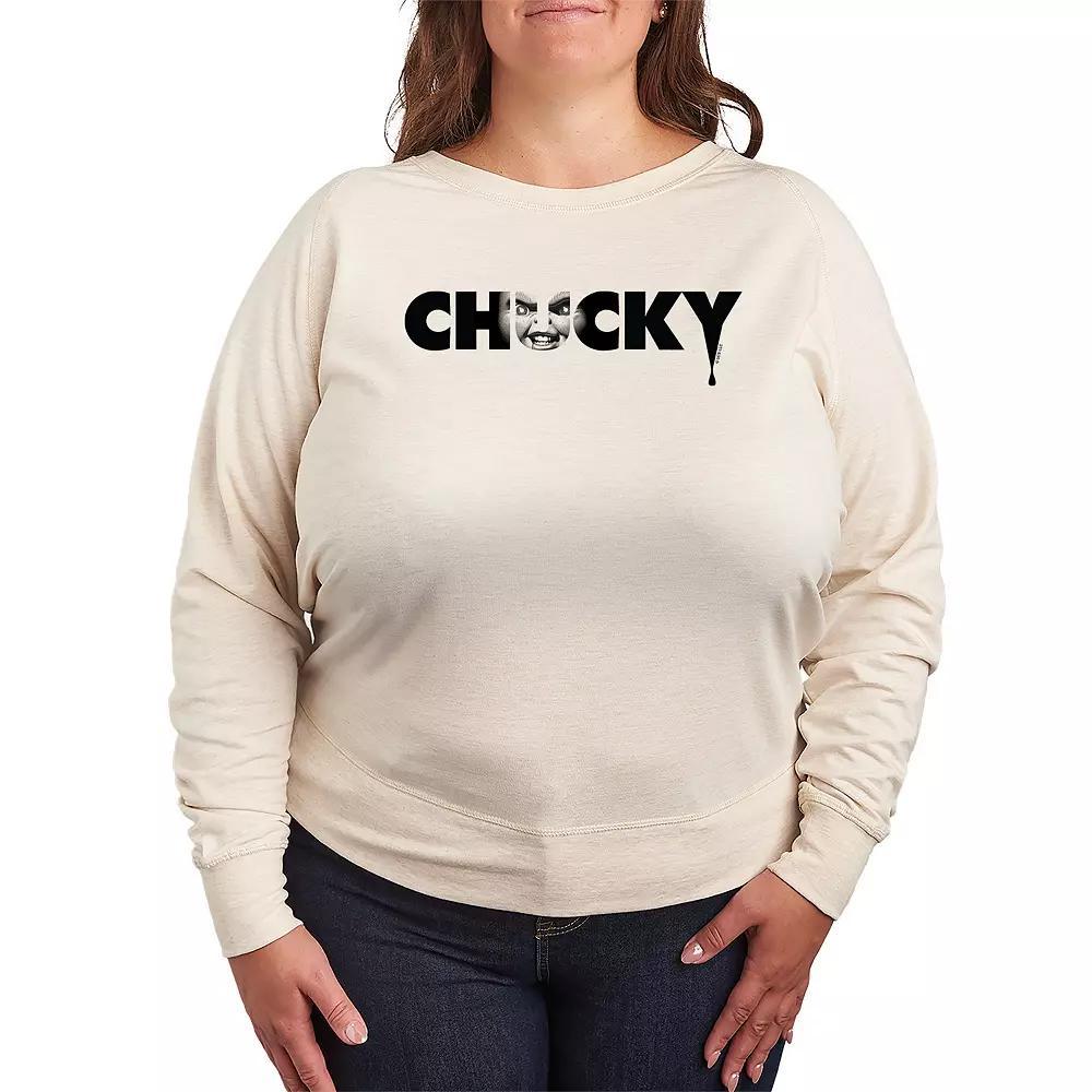 Plus Size Chucky Chucky Face Logo French Terry Long Sleeve Tee, Womens Product Image
