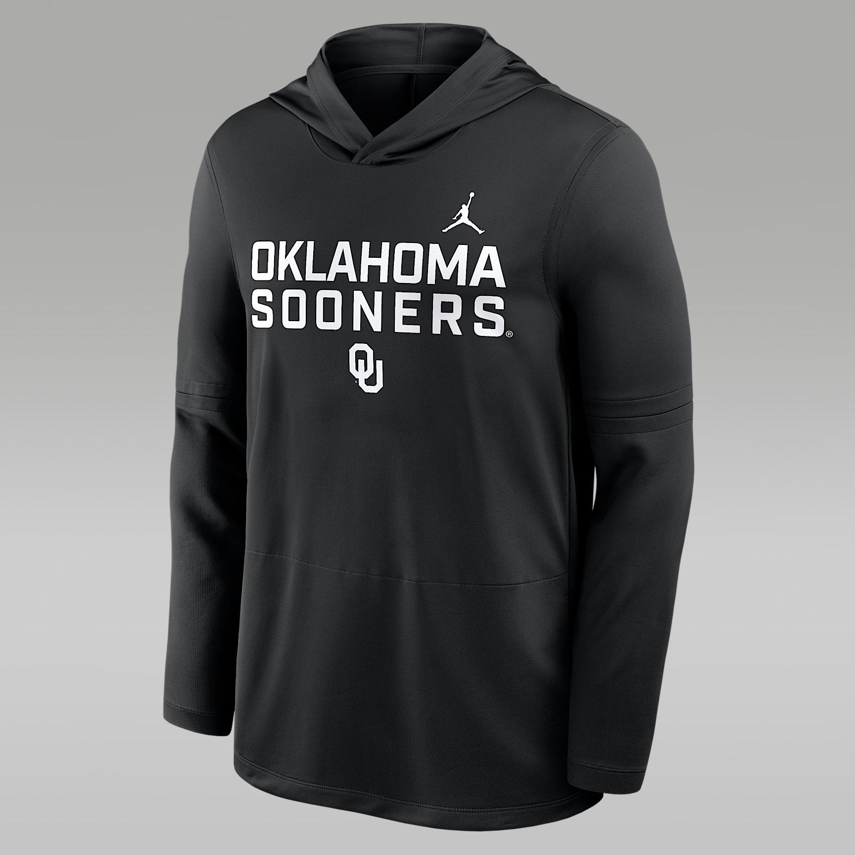 Oklahoma Sideline Men's Jordan Brand Dri-FIT College Long-Sleeve Hooded Top Product Image