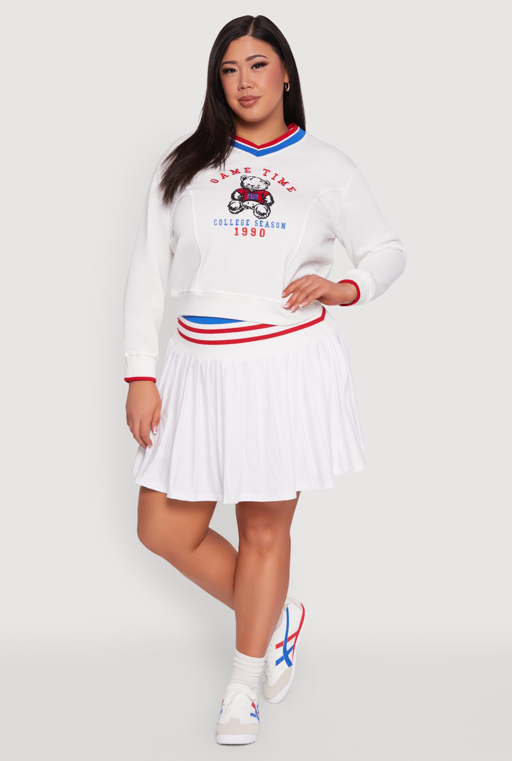 Womens Plus Size Contrast Trim Pleated Skort Product Image