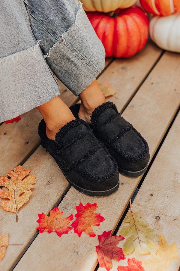 The Anna Faux Suede Slipper in Black Product Image