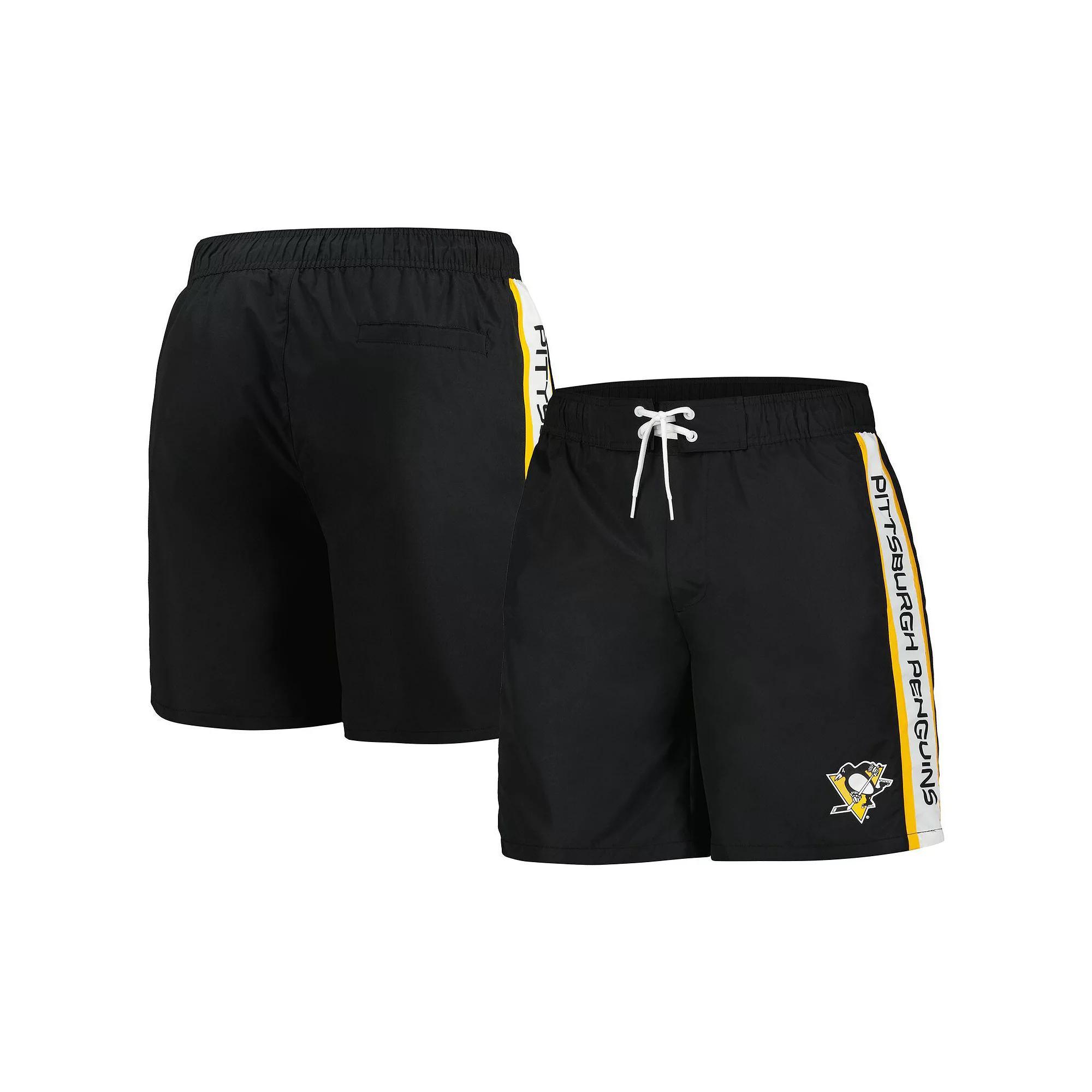 Men's G-III Sports by Carl Banks Black Pittsburgh Penguins Streamline Volley Swim Trunks, Size: Medium Product Image