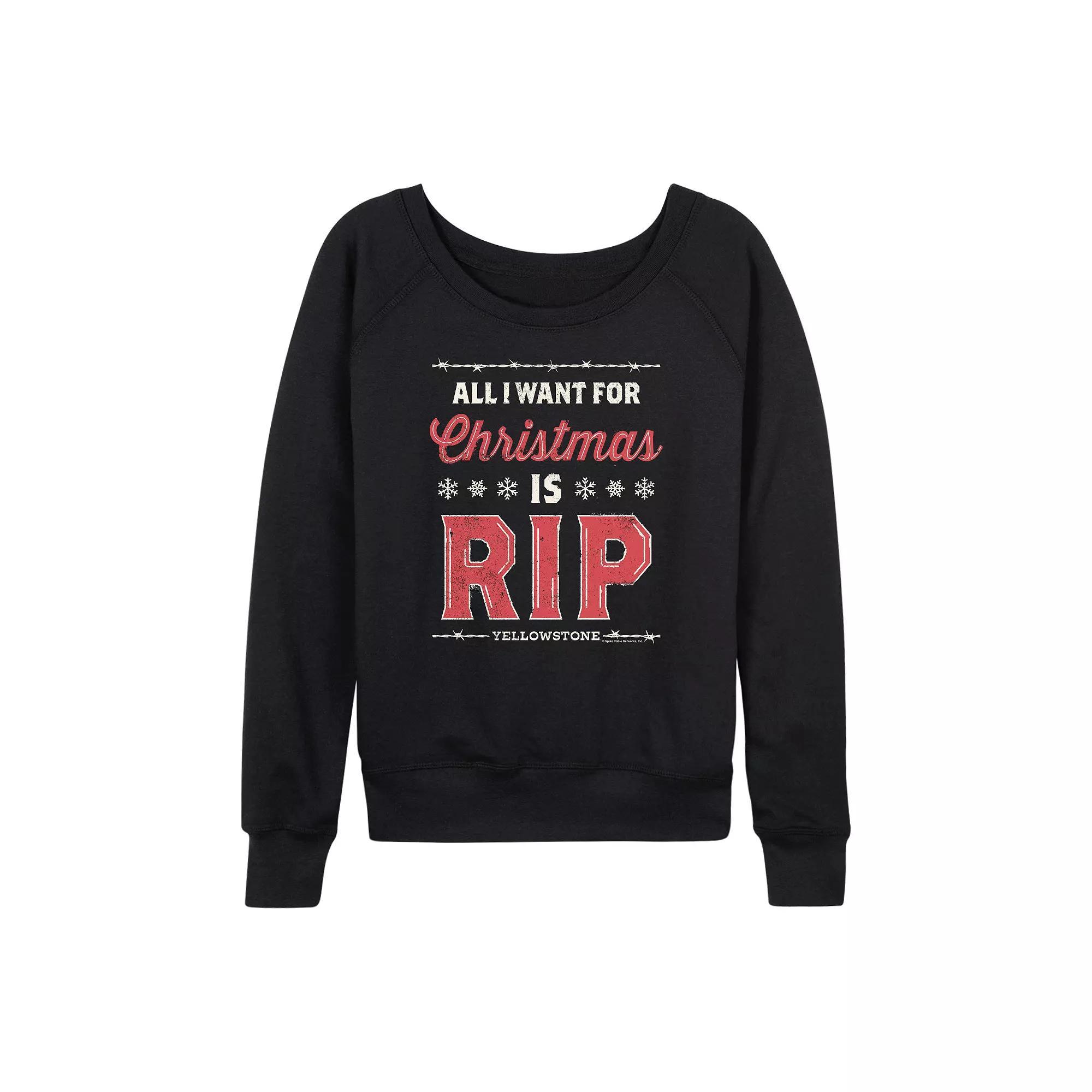 Womens Yellowstone Rip Wheeler Christmas French Terry Long Sleeve Tee Product Image