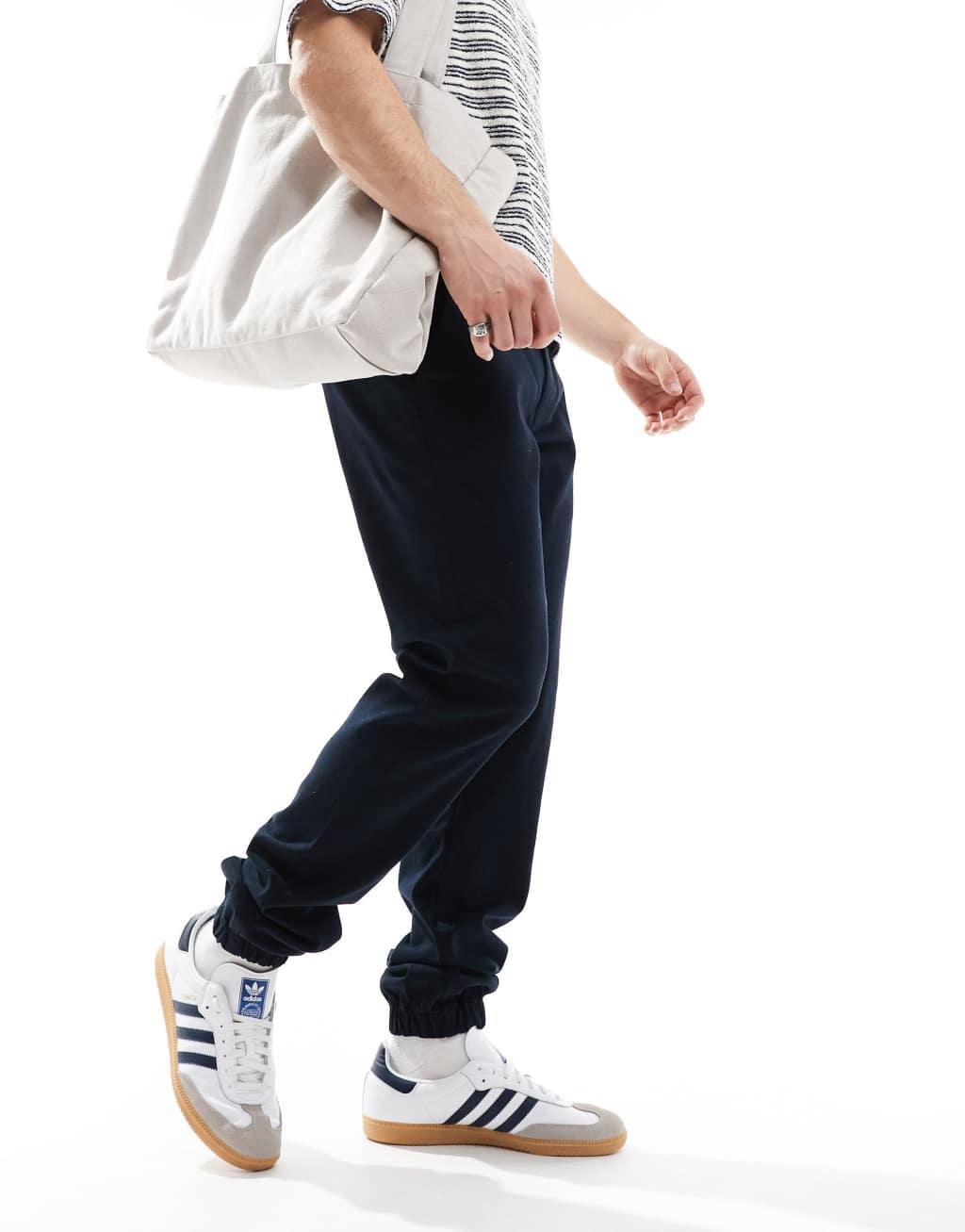 French Connection cuffed chino pants in navy Product Image