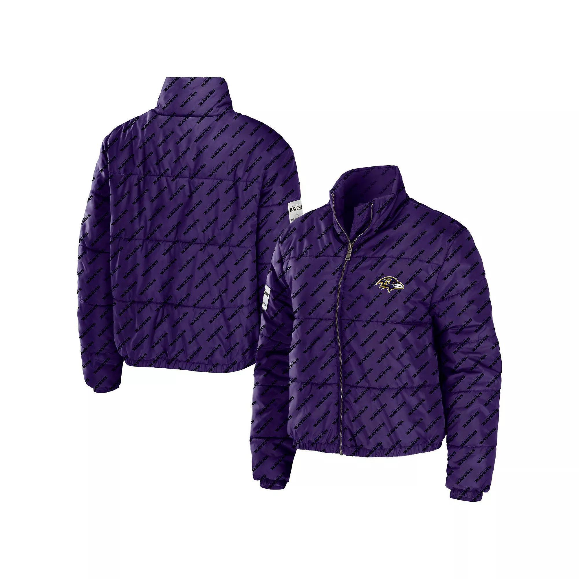 Women's WEAR by Erin Andrews Black New Orleans Saints Puffer Full-Zip Cropped Jacket, Size: 2XL Product Image