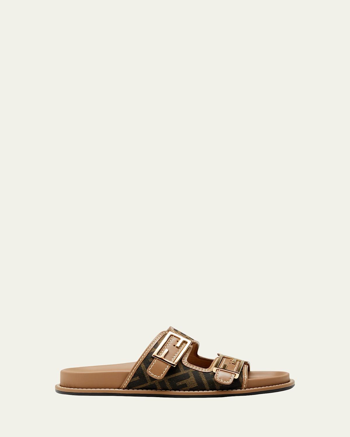 FF Jacquard Dual Buckle Slide Sandals Product Image