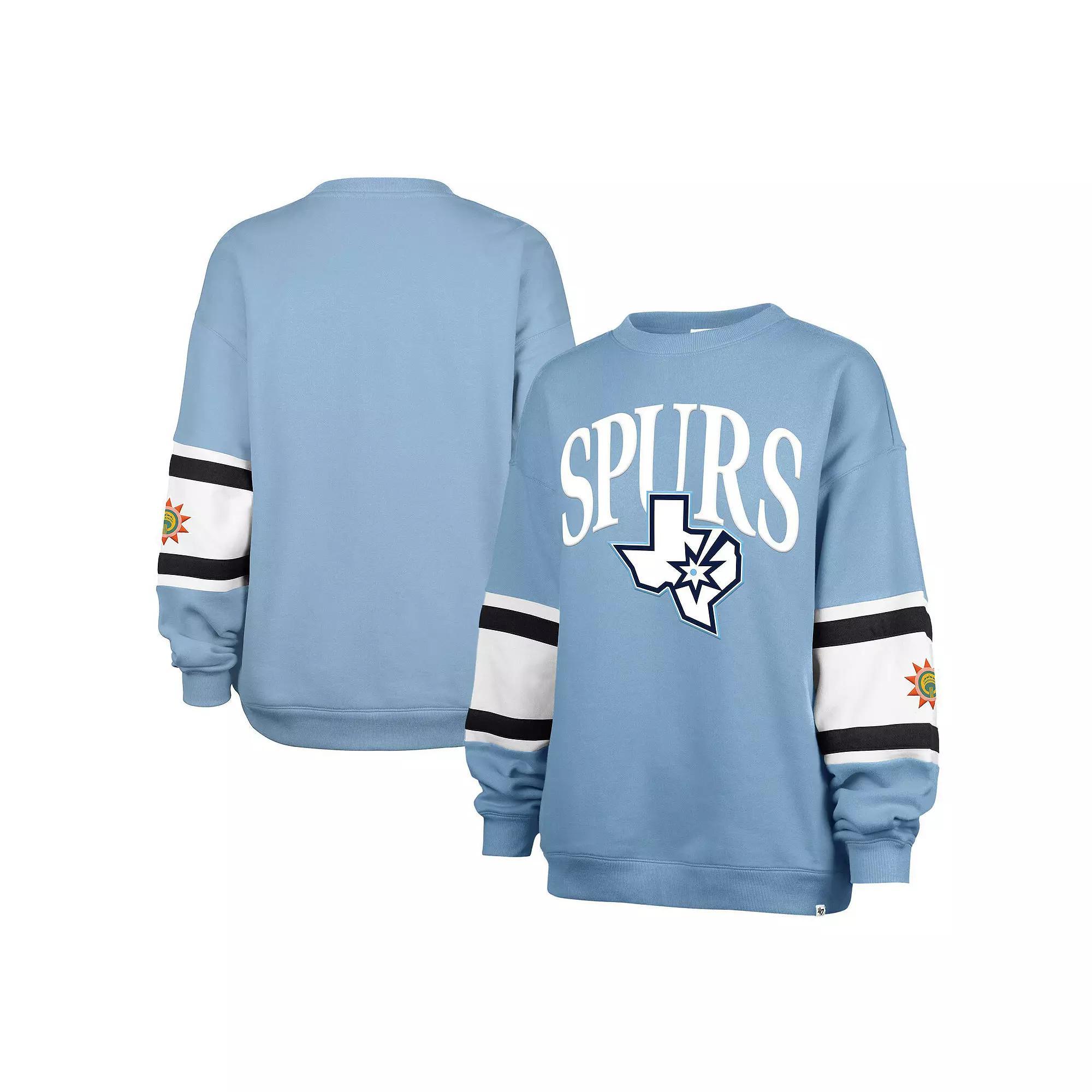 Women's '47 Light Blue San Antonio Spurs 2024/25 City Edition Steadfast Paneled Pullover Sweatshirt, Size: Small Product Image