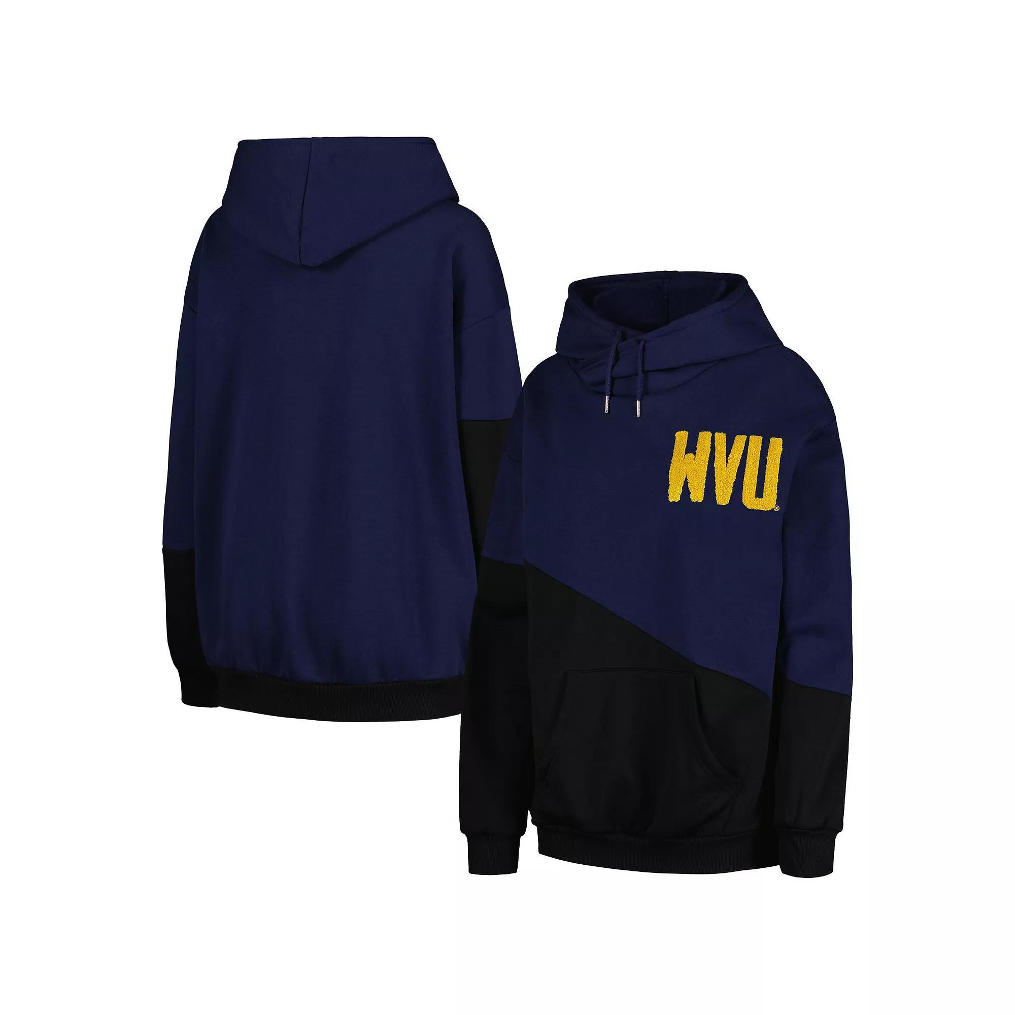 Women's Gameday Couture Navy/Black West Virginia Mountaineers Matchmaker Diagonal Cowl Pullover Hoodie, Size: Small, Blue Product Image