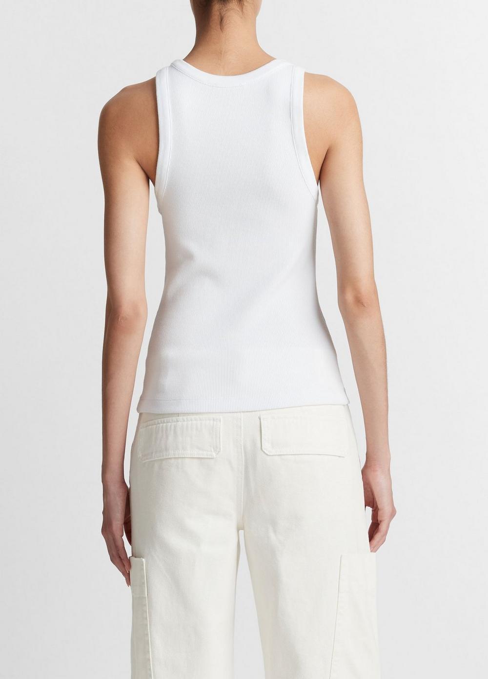 Womens Ribbed Scoop-Neck Tank, Optic White, Size S Vince Product Image