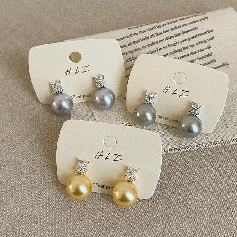 Rhinestone Faux Pearl Stud Earring Product Image