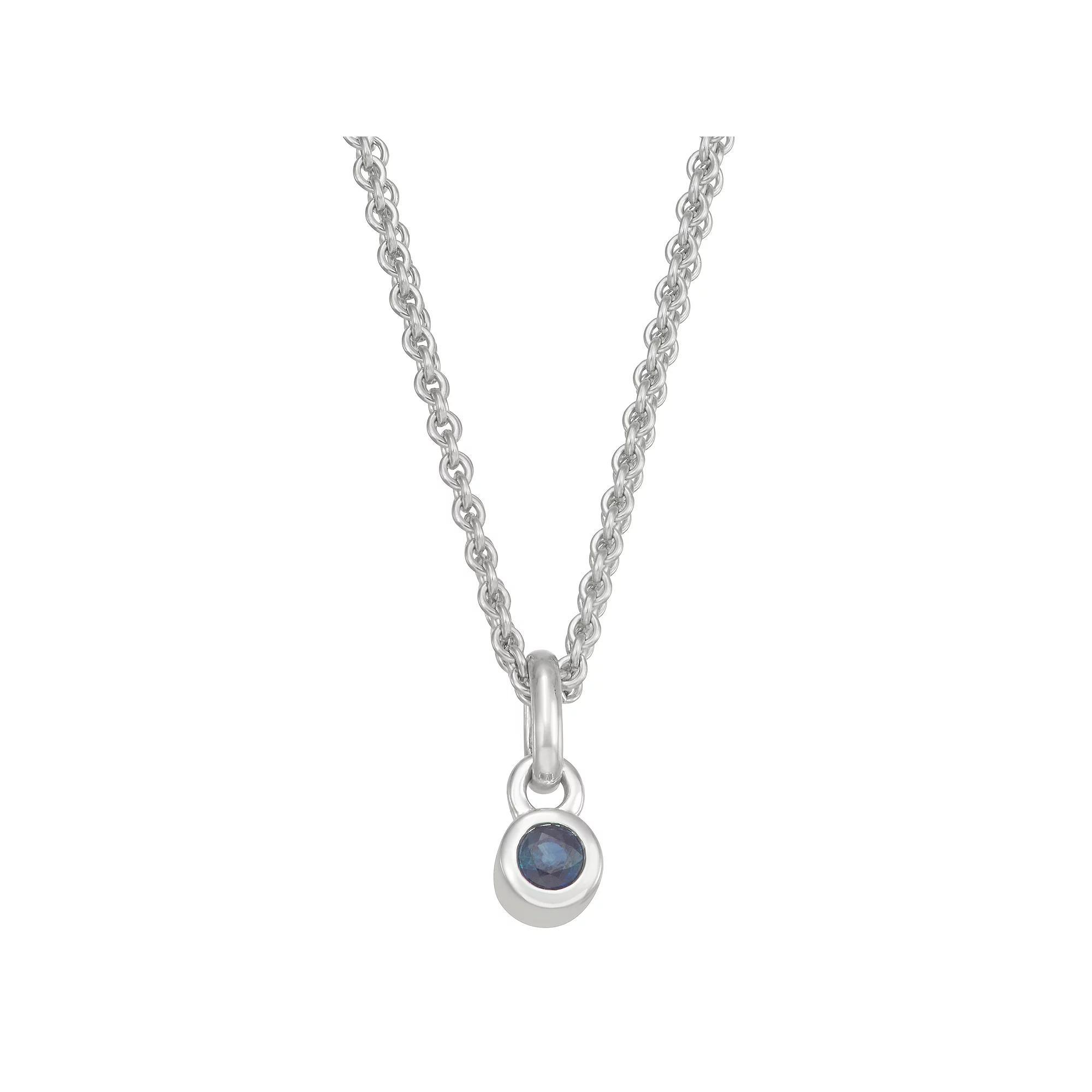 Sterling Silver Blue Sapphire Charm Necklace, Women's, Size: 18", Silver Tone Product Image