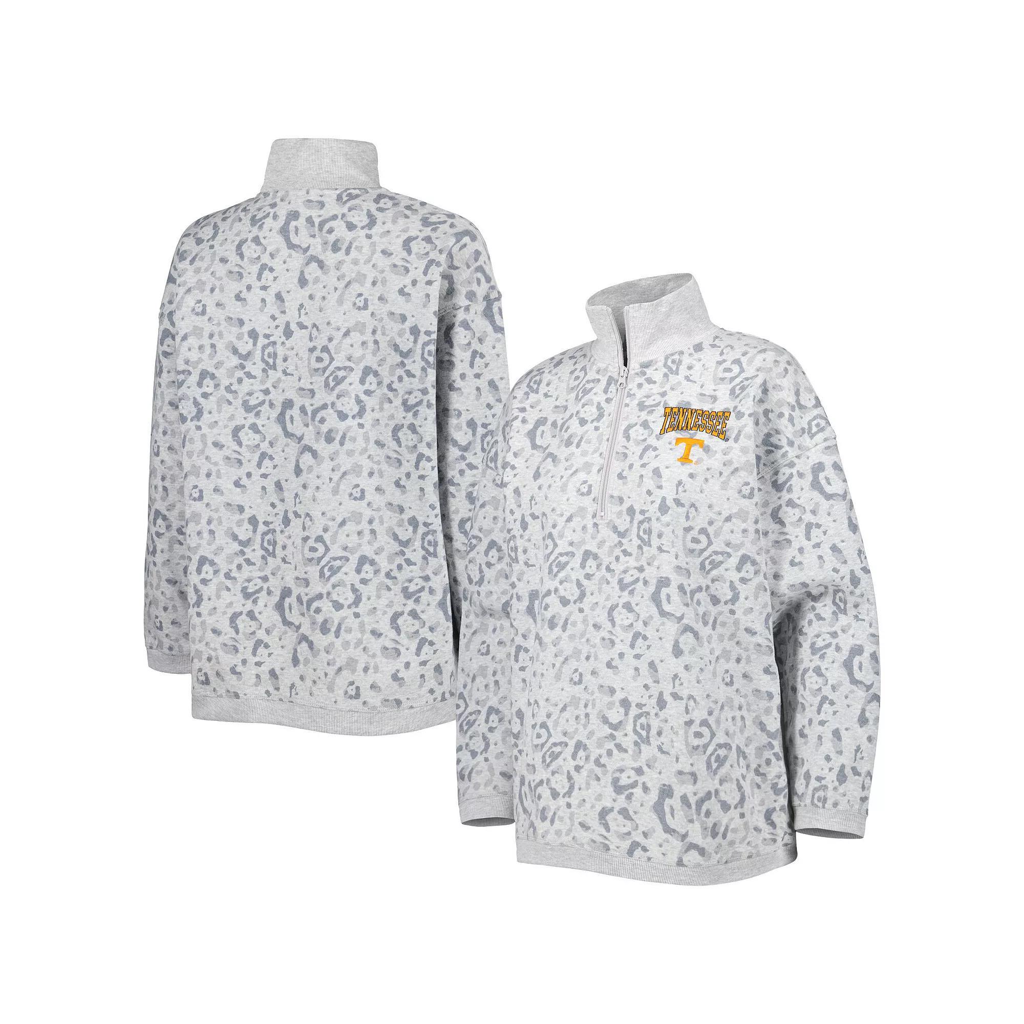 Women's Gameday Couture Heather Gray Tennessee Volunteers Leopard Quarter-Zip Sweatshirt, Size: Large, Grey Product Image