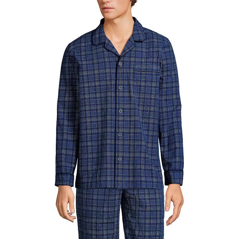 Men's Lands' End Broadcloth Pajama Sleep Shirt, Size: Large, Grey Blue Stripe Product Image