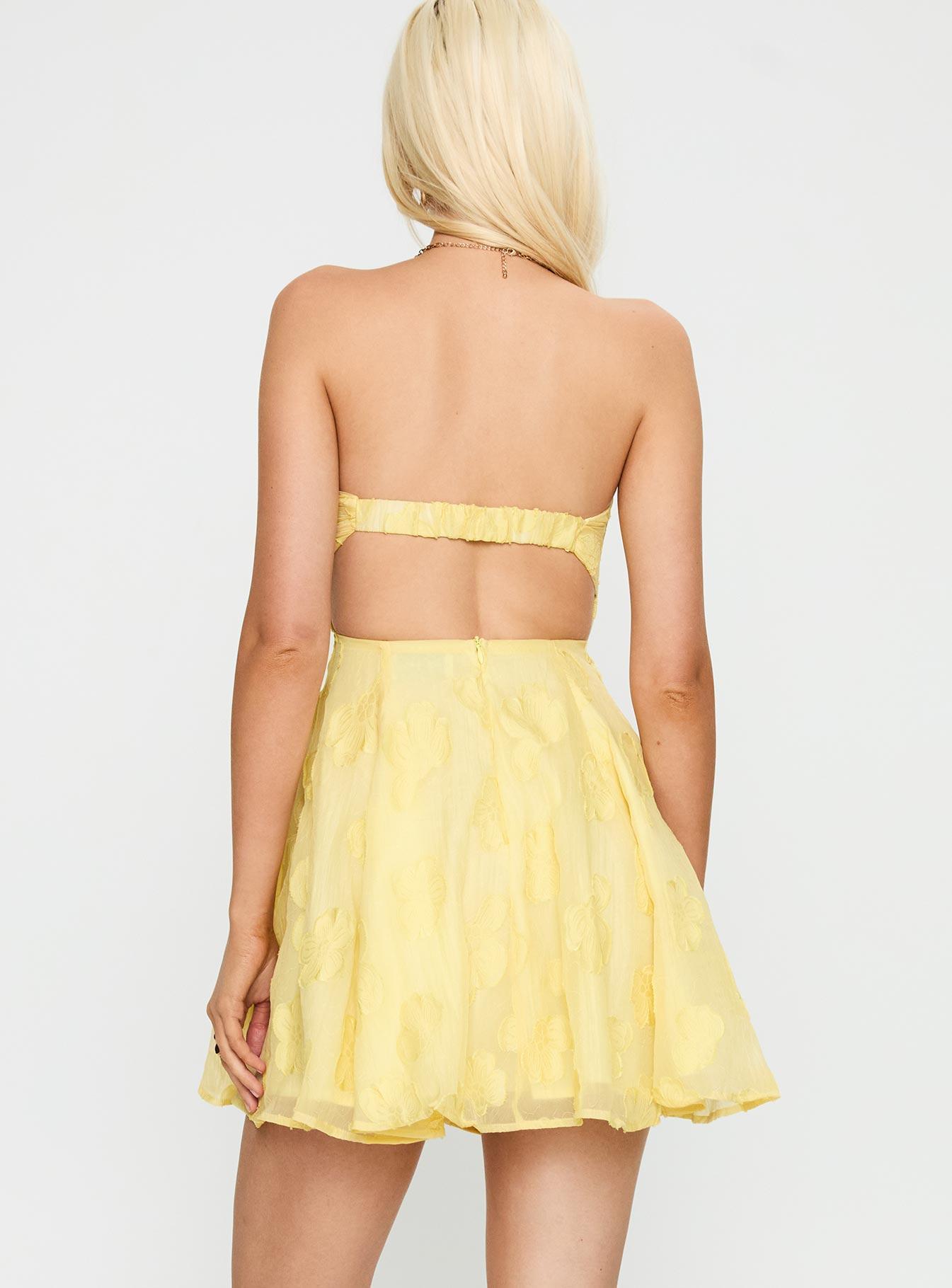 Loulani Strapless Mini Dress Lemon Product Image
