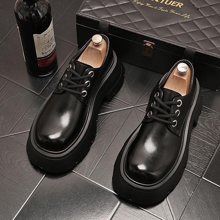 Faux Leather Platform Derby Shoes Product Image