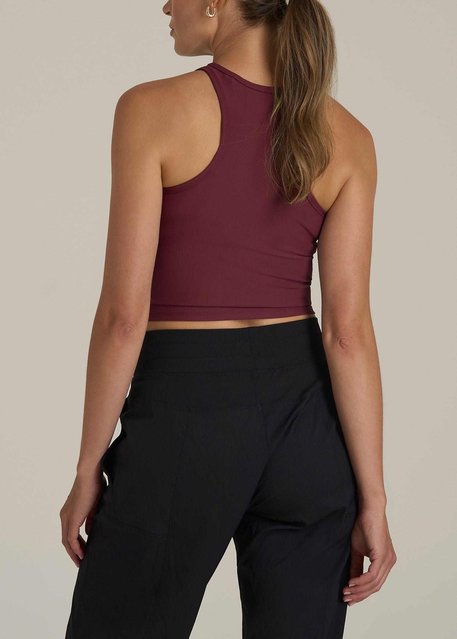 Cropped Ribbed Tank Top for Tall Women in Tawny Port Product Image