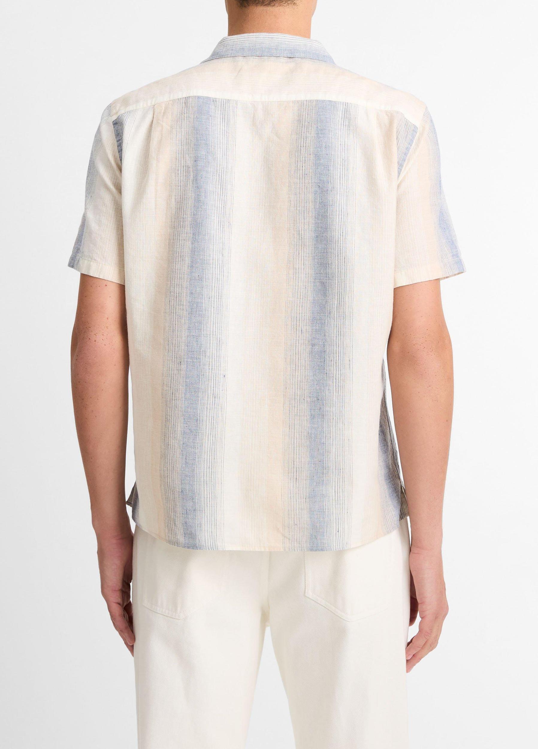 Marina Stripe Italian Cotton-Linen Cabana Shirt Product Image