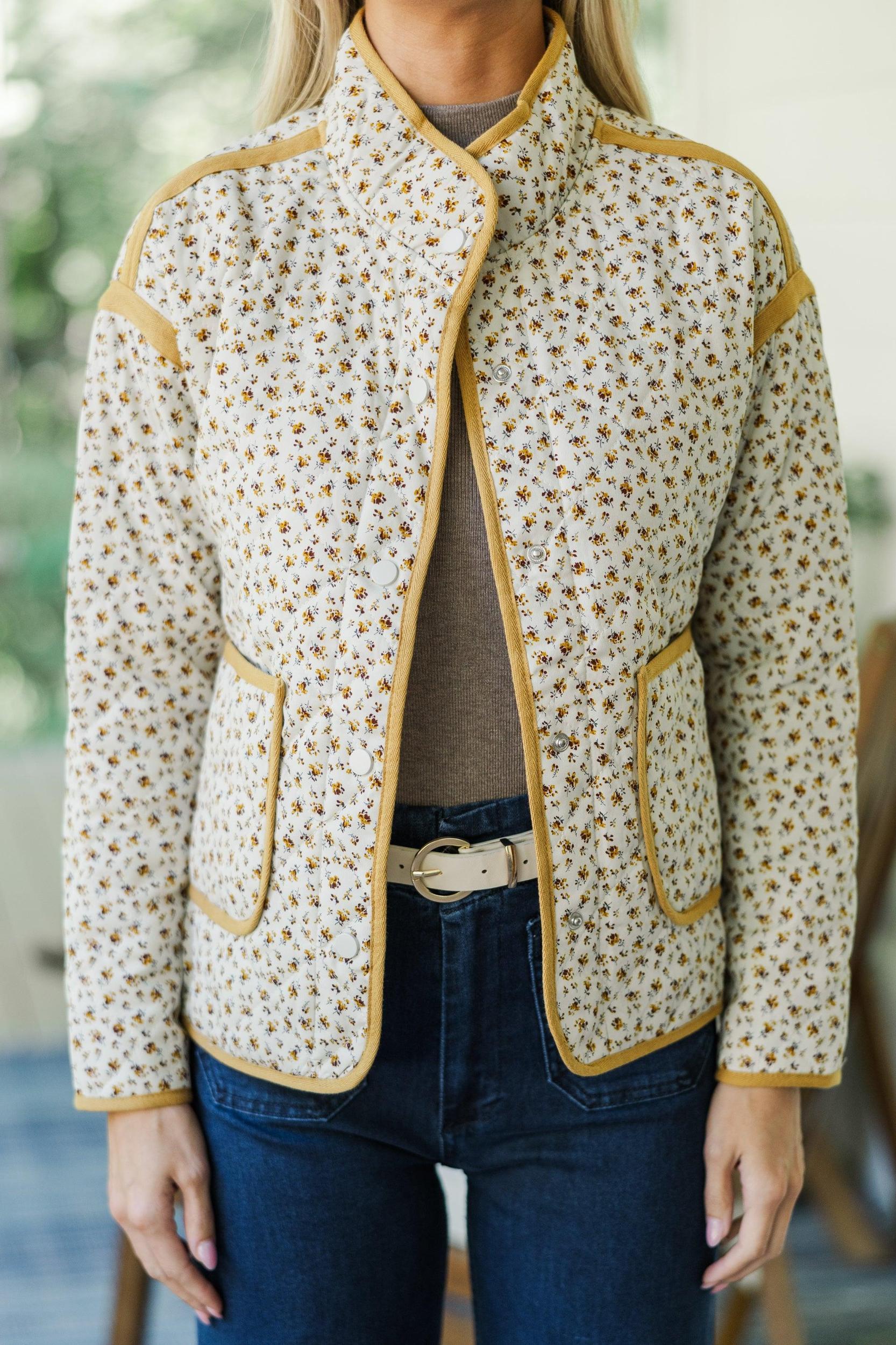 Feeling Like Love Marigold Ditsy Floral Jacket Female Product Image