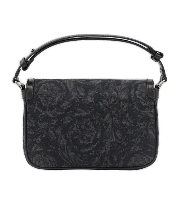VERSACE Barocco-jacquard Foldover Top Crossbody Bag In Black Product Image