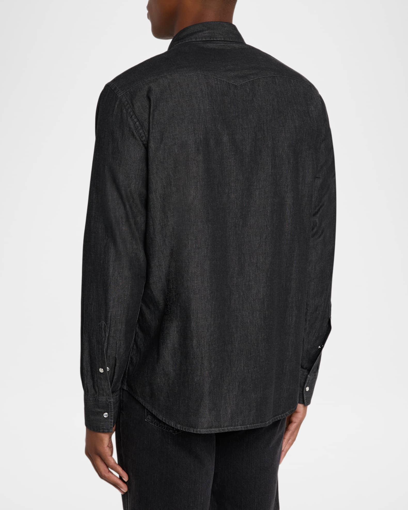 Men's Denim Western Button-Down Shirt Product Image