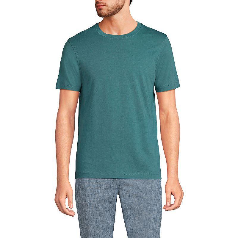 Men's Lands' End Supima Crewneck Tee, Size: Large, Grey Blue Stripe Product Image