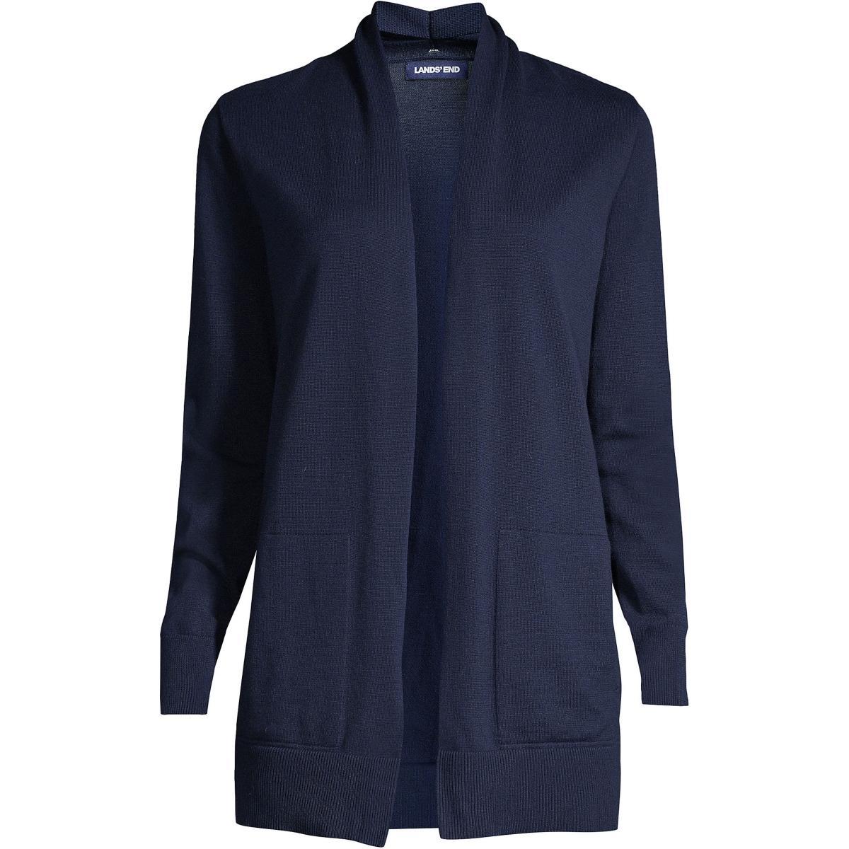 Women's Lands' End Open-Front Long Cardigan Sweater, Size: Medium, Radiant Blue Product Image