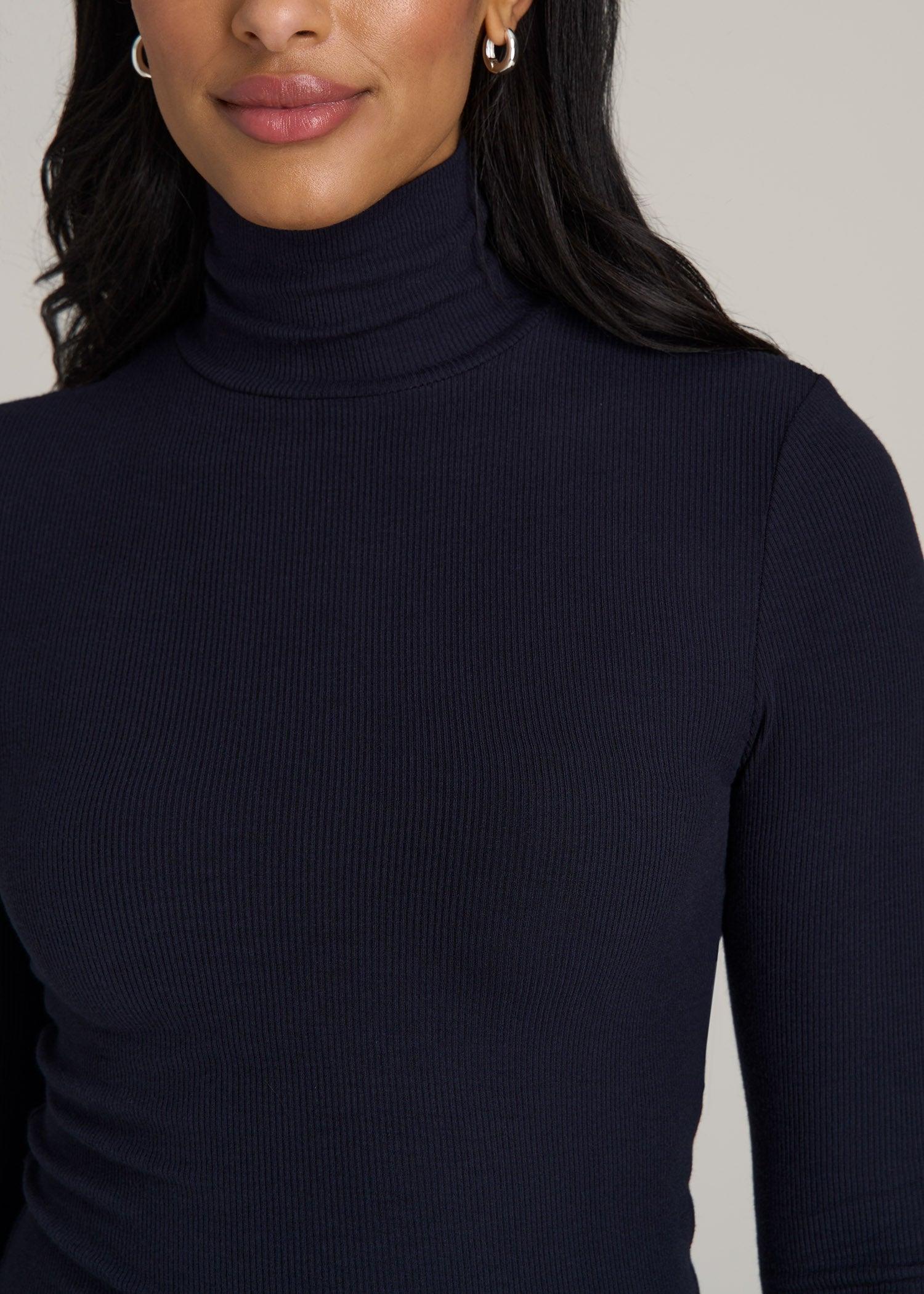 Tall Women's FITTED Long Sleeve Ribbed Turtleneck Tee in White Female Product Image