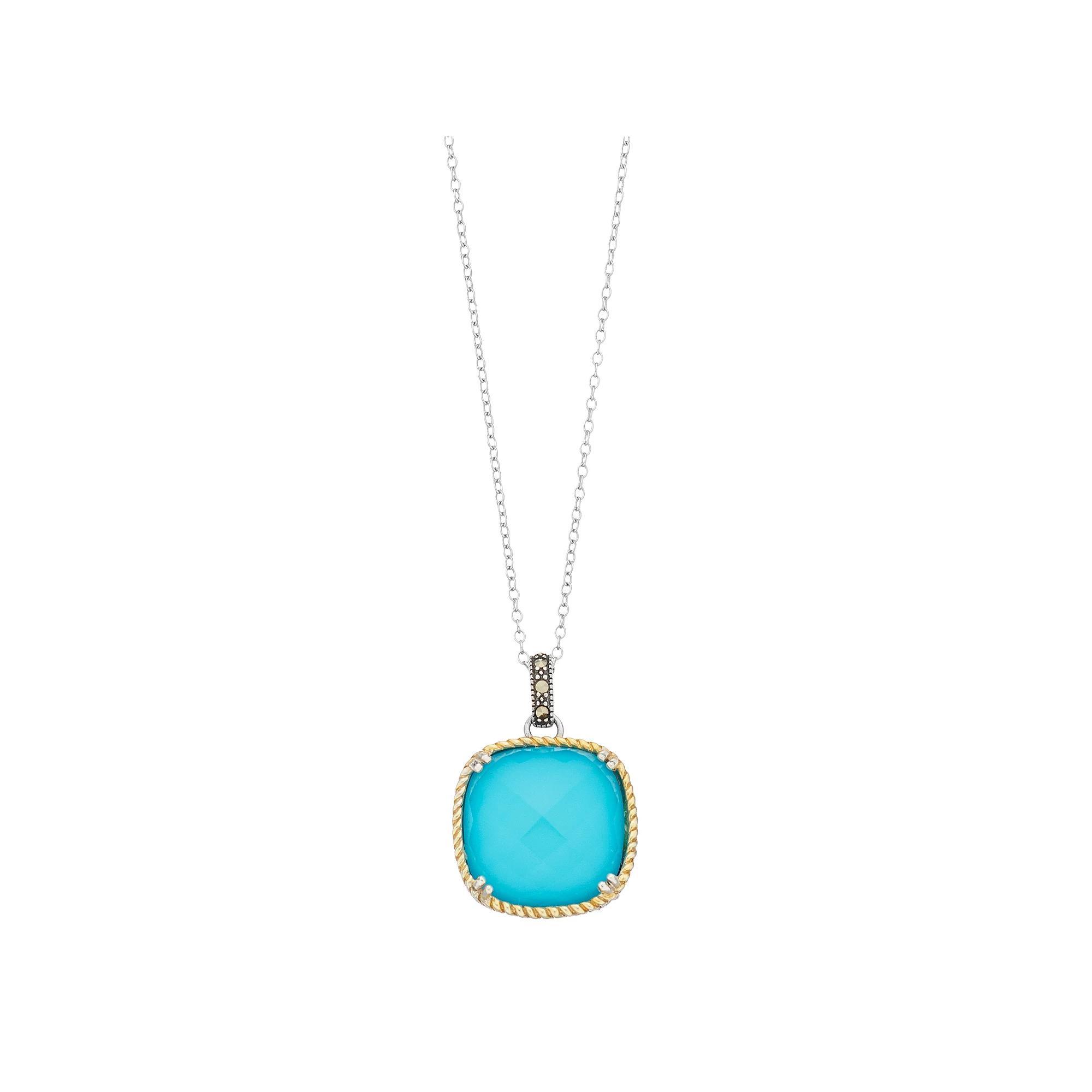 Lavish by TJM Sterling Silver Simulated Turquoise Pendant Necklace, Women's, Size: 16" Product Image