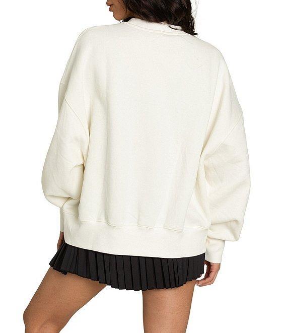 GOLD HINGE Wide Arm Crew Neck Long Sleeve Logo Sweatshirt Product Image