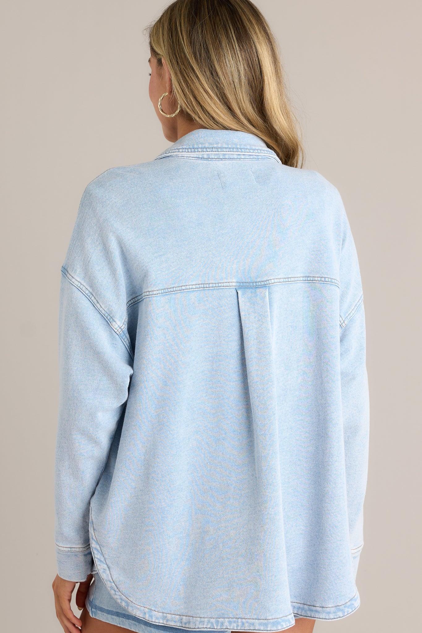 Z Supply All Day Washed Indigo Knit Denim Jacket Product Image