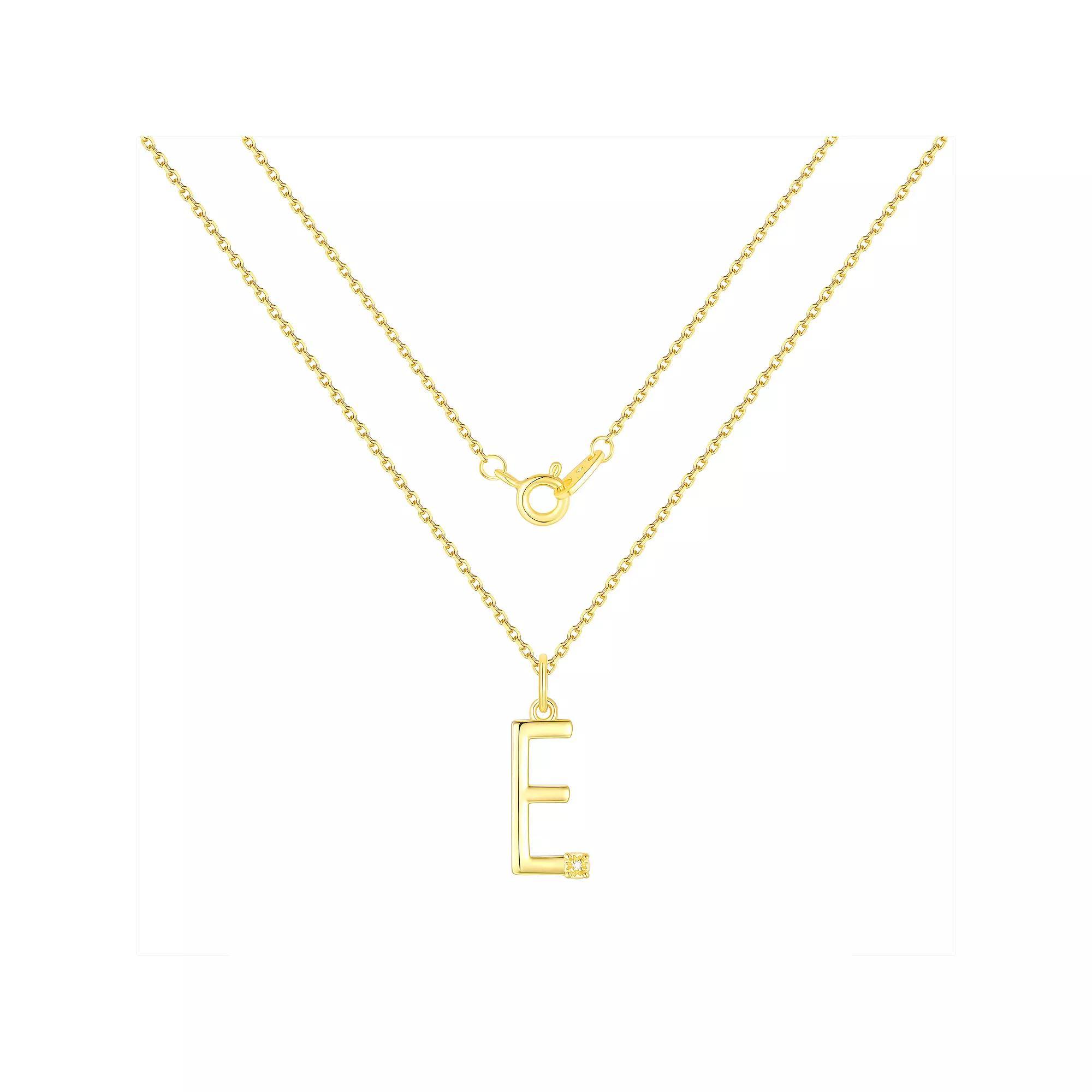 Forever Radiant Diamond Accent Initial Pendant Necklace, Women's, Size: 18", Gold Tone E Product Image