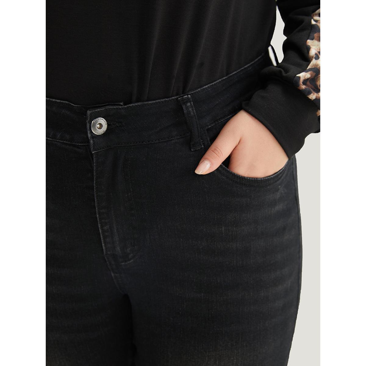 Plus Size Skinny High Rise Black Wash Jeans Women Black Casual Plain Plain High stretch Pocket Jeans BloomChic 18/2X Product Image