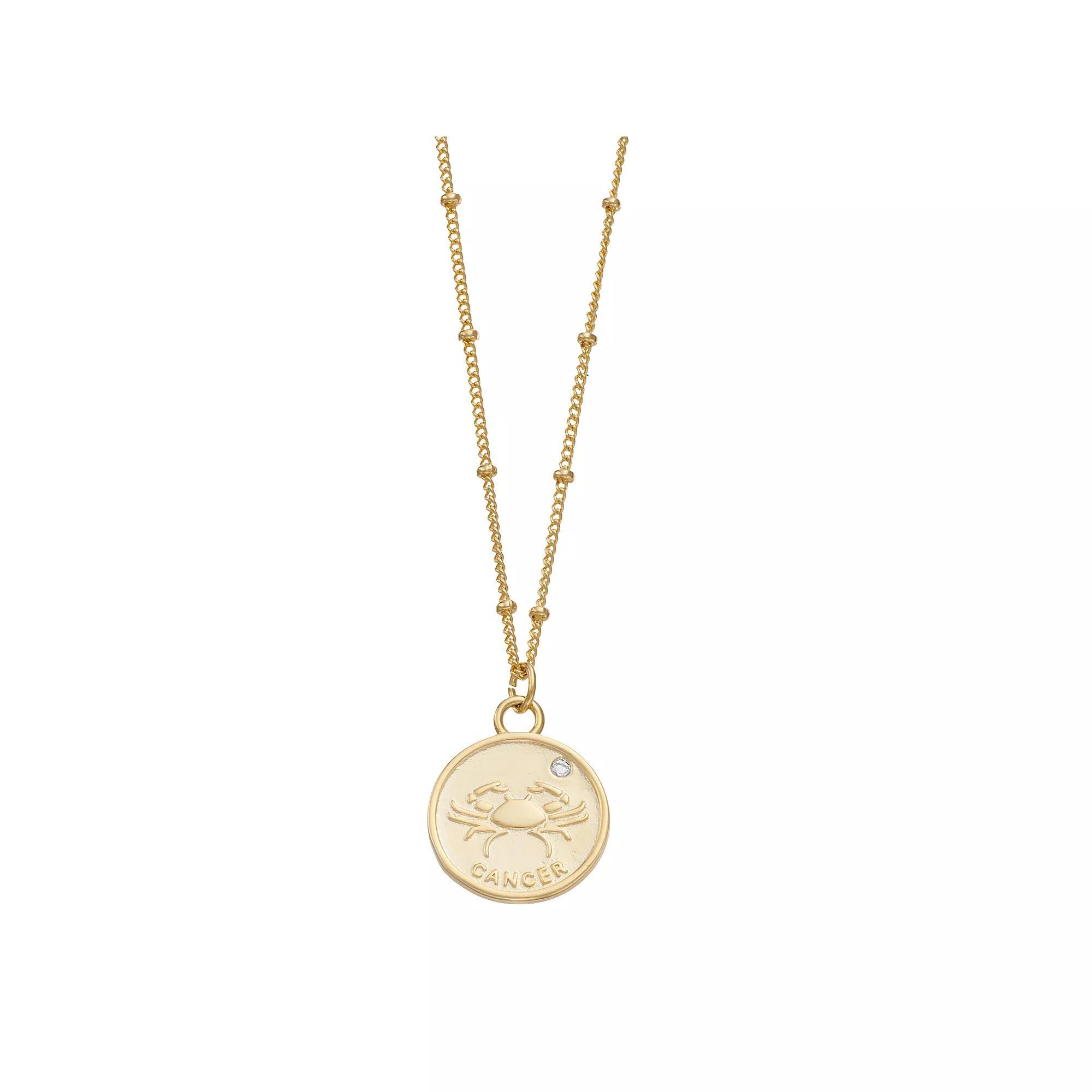 City Luxe Cubic Zirconia & Beaded Chain Zodiac Pendant Necklace, Women's, Gold Tone Gemini Product Image