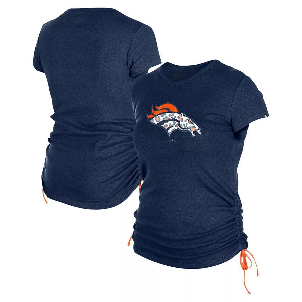 Women's New Era Navy Denver Broncos Ruched Side T-Shirt, Size: Small, Blue Product Image