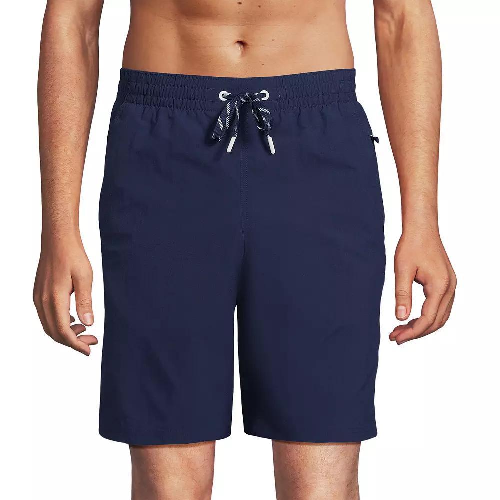 Mens Lands End 9 Swim Trunks Lime Green Colorblock Product Image