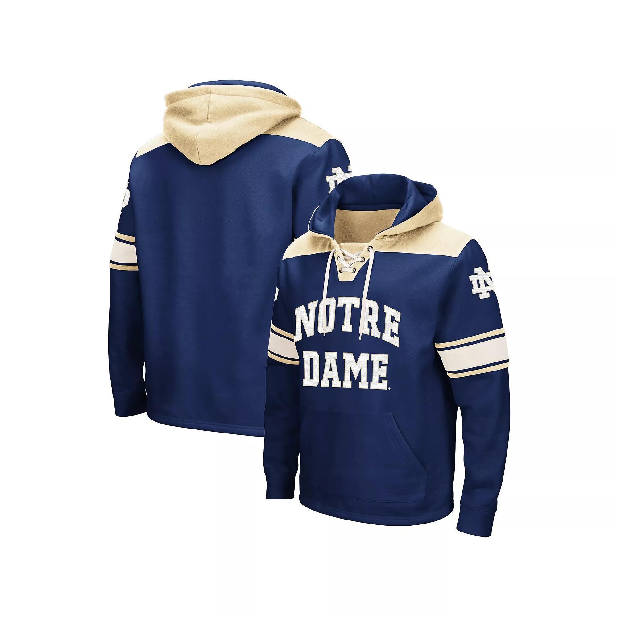 Men's Colosseum Navy Notre Dame Fighting Irish 2.0 Lace-Up Pullover Hoodie, Size: Medium, Blue Product Image