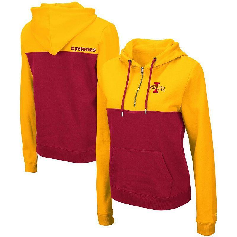 Women's Colosseum Gold/Charcoal Iowa Hawkeyes Aidan Lightweight Half-Zip Hoodie, Size: Small Product Image